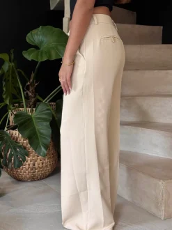 Britney lavtaljede suit bukser - Beige