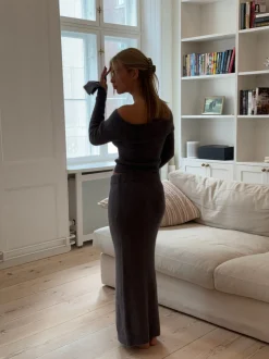Brooke strikket maxinederdel - Gråbrun