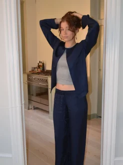 Callie satin cardigan - Navy