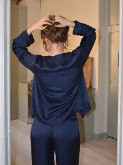 Callie satin cardigan - Navy