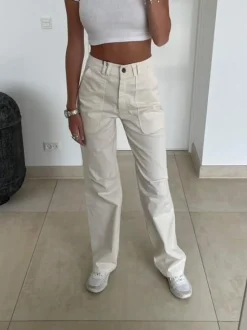 Camille lærredsbukser - Off white