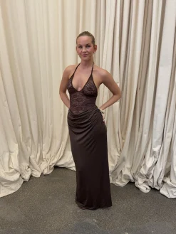 Camillene kjole med blonder - Brun