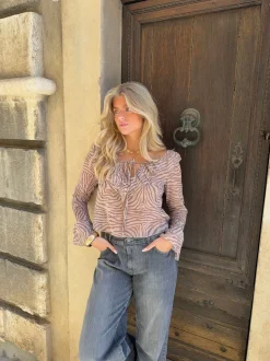 Capucine bluse med zebraprint - Brun
