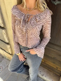 Capucine bluse med zebraprint - Brun