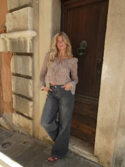 Capucine bluse med zebraprint - Brun