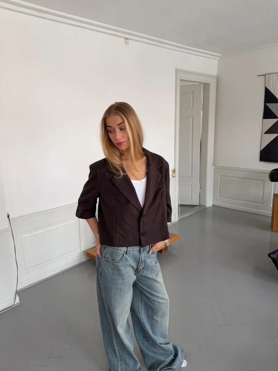 Carolyn cropped blazer - Brun