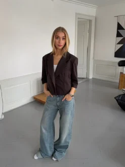 Carolyn cropped blazer - Brun