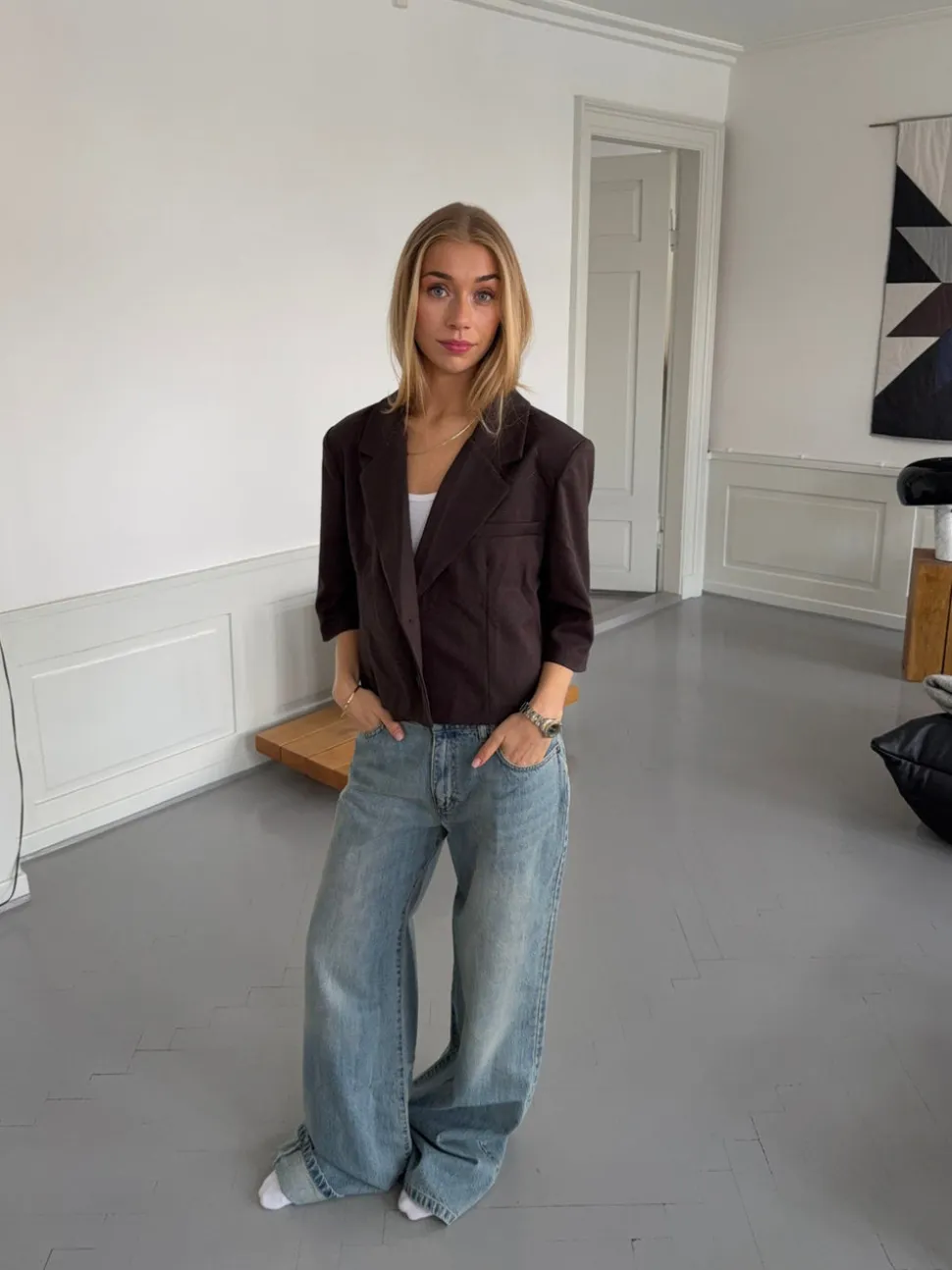 Carolyn cropped blazer - Brun