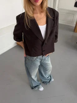 Carolyn cropped blazer - Brun