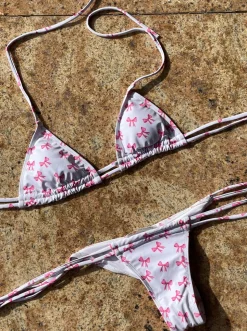 Caterina bikini med sløjfer - Hvid/pink