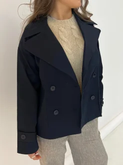 Catinka kort trenchcoat - Navy