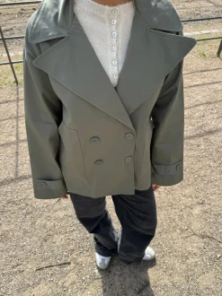 Catinka kort trenchcoat - Kaki