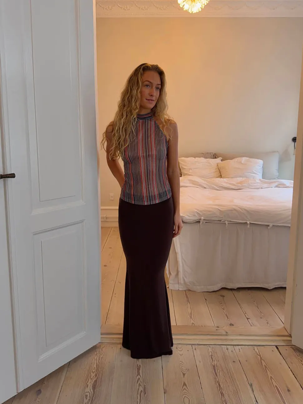 Chifona maxinederdel - Brun
