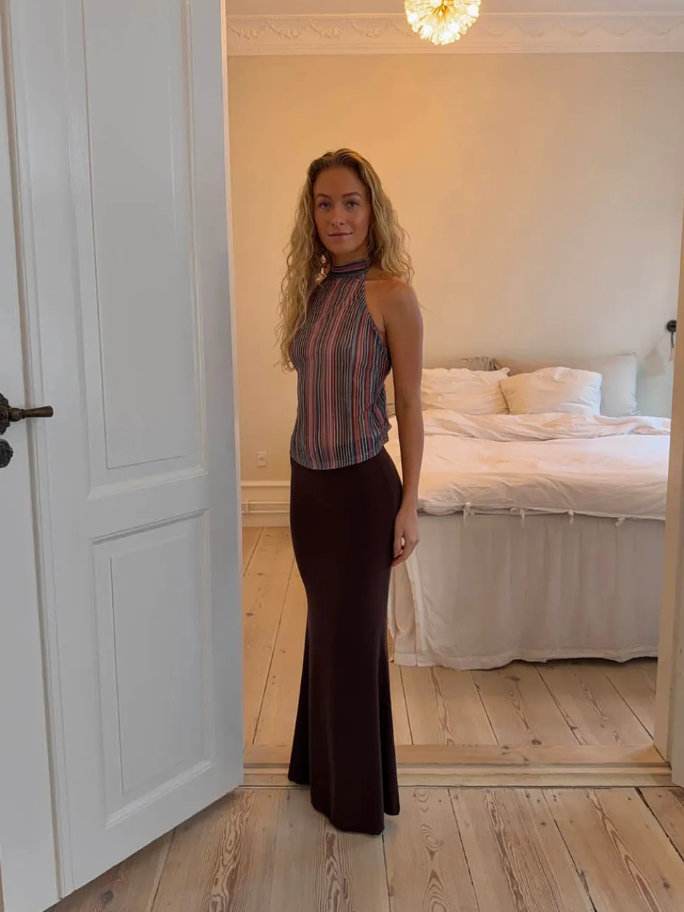 Chifona maxinederdel - Brun