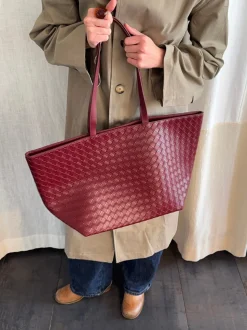 Chili flettet taske - Vinrød