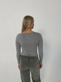 Christine langærmet bluse - Grå
