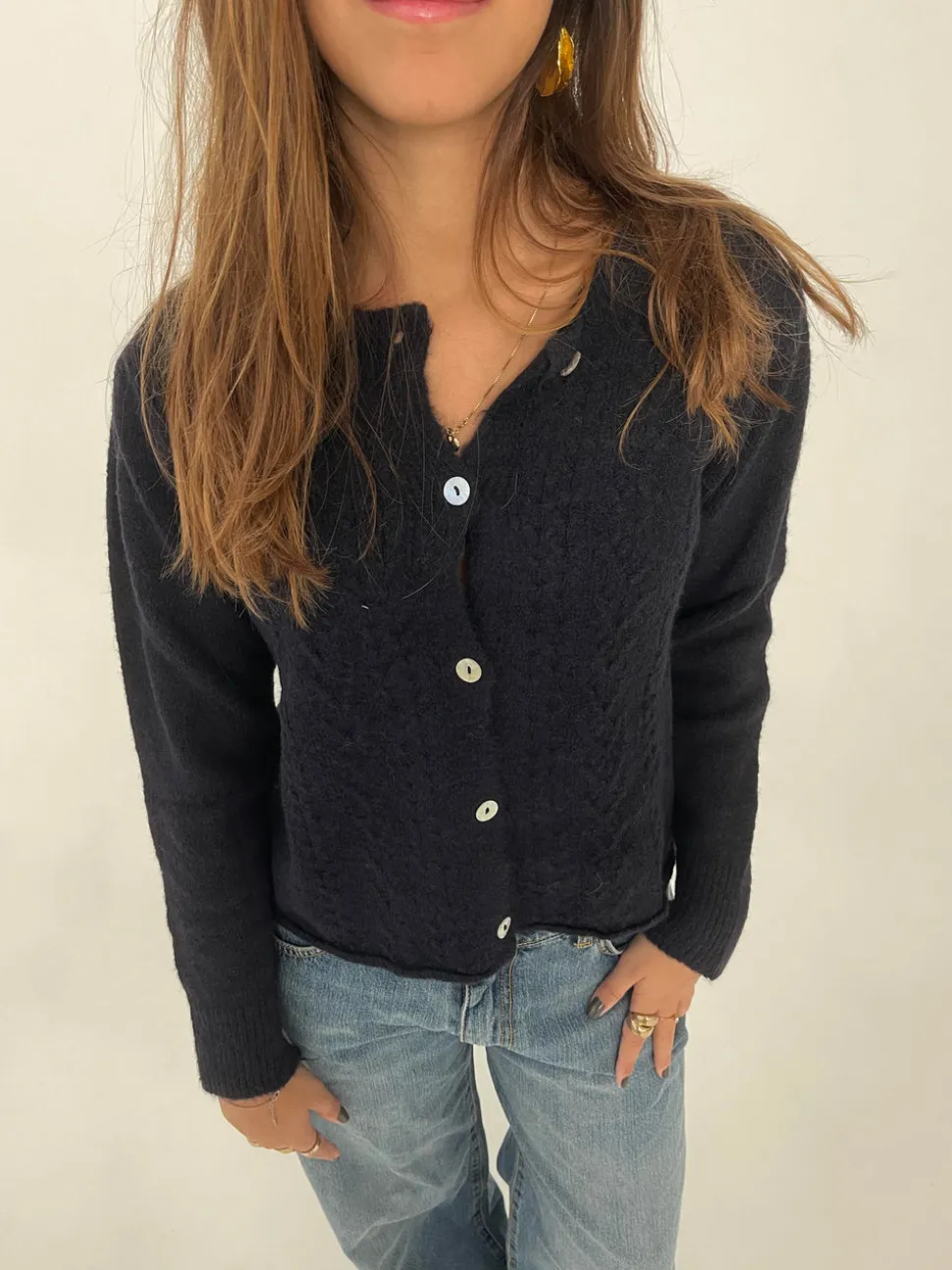 Cilla strikket cardigan - Navy
