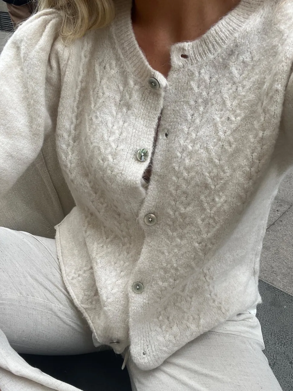 Cilla strikket cardigan - Beige