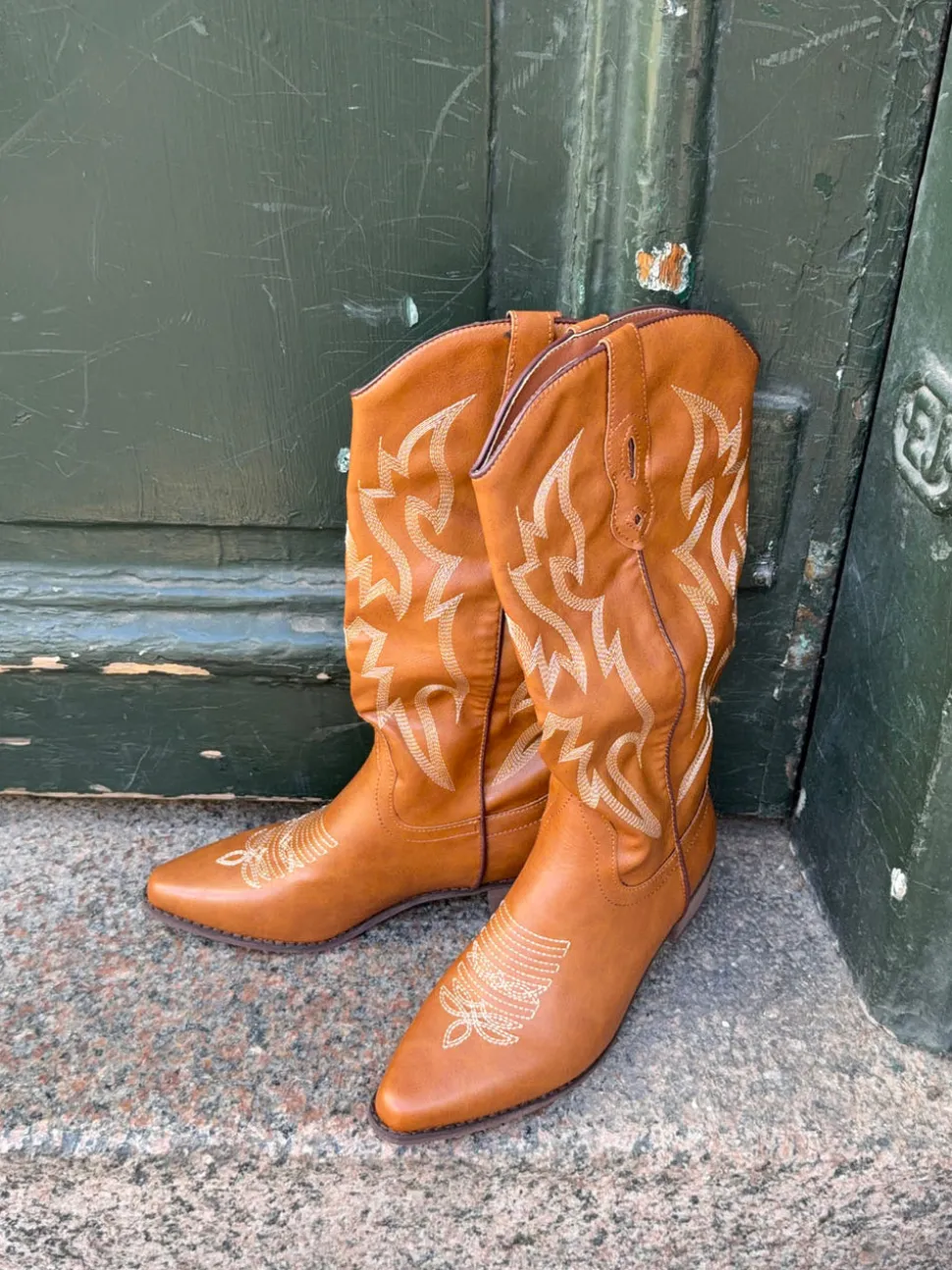 Cille cowboystøvler i imiteret læder - Brun