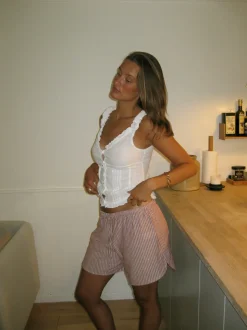 Clariana shorts med striber - Rød/hvid