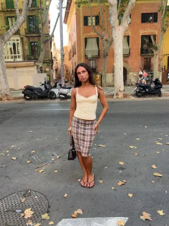 Daniella nederdel i mesh med tern - Blå/hvid