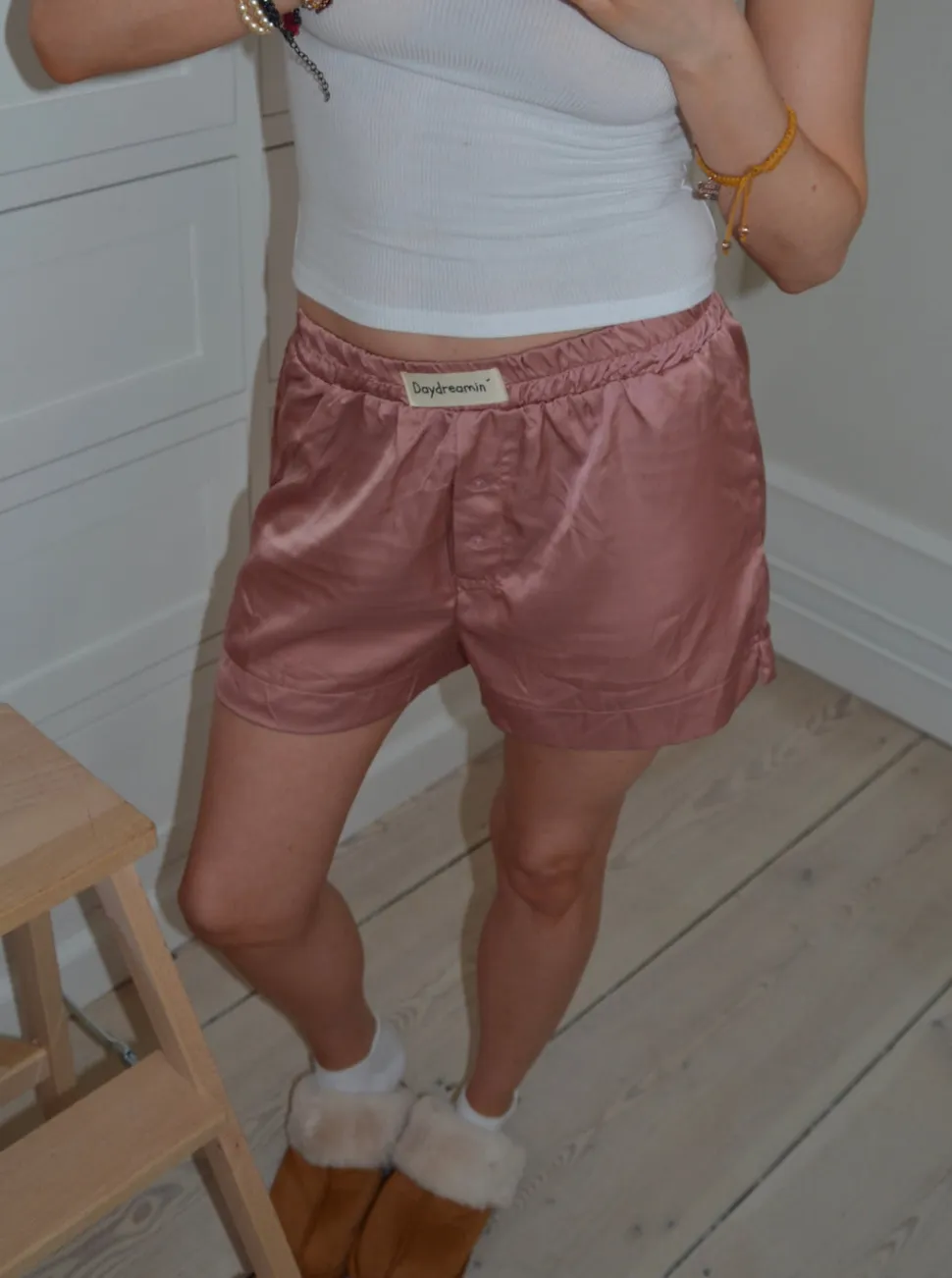 Day dreamin' pyjamasshorts i satin - Rosa