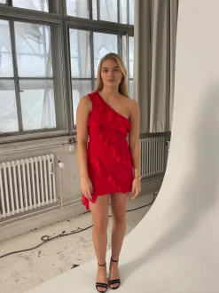 Denise kjole med frynser - rød