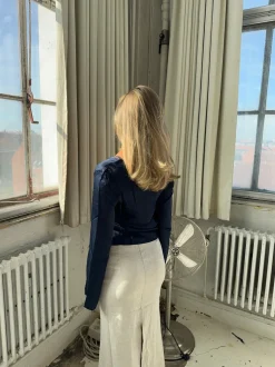 Denisi satin bluse - Navy