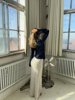 Denisi satin bluse - Navy