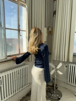 Denisi satin bluse - Navy