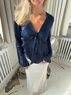 Denisi satin bluse - Navy