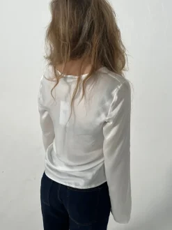 Denisi satinbluse - Hvid