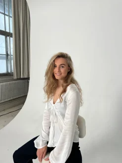 Denisi satinbluse - Hvid