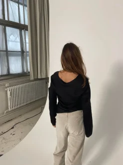 Denisi satinbluse - Sort