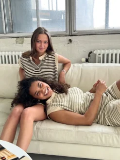 Diamanta comfy sæt - Beige/grøn