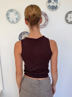 Dilly top med knapper - Brun