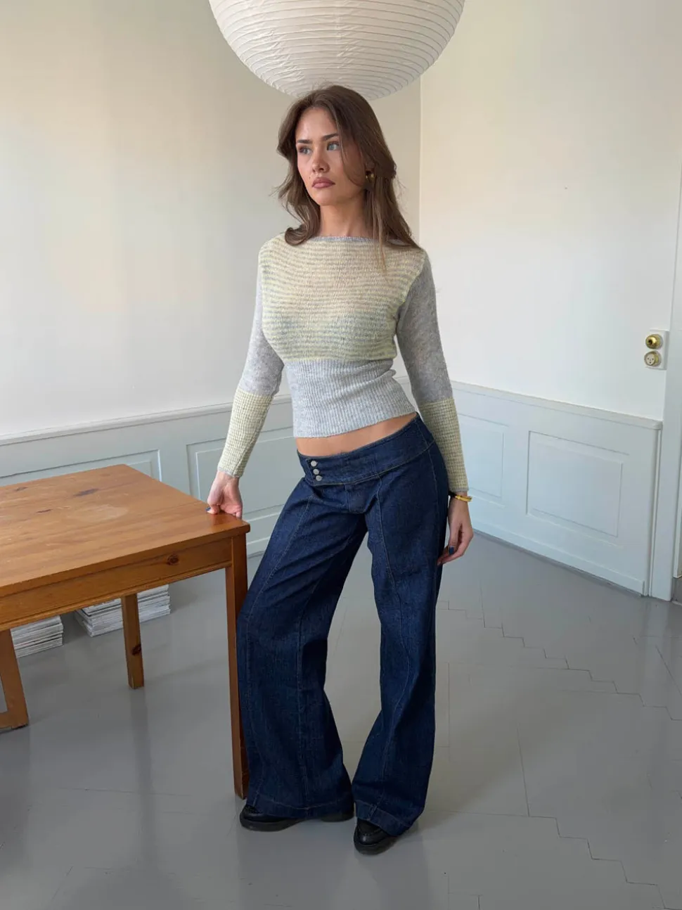Dina lavtaljede jeans - Mørkeblå