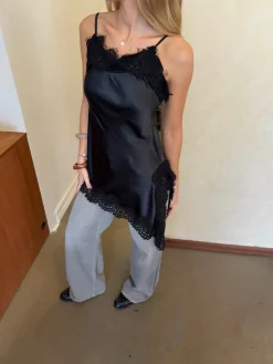 Dixie kjole med blonder - Sort