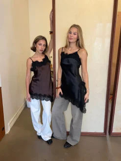 Dixie kjole med blonder - Brun/sort