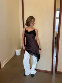 Dixie kjole med blonder - Brun/sort