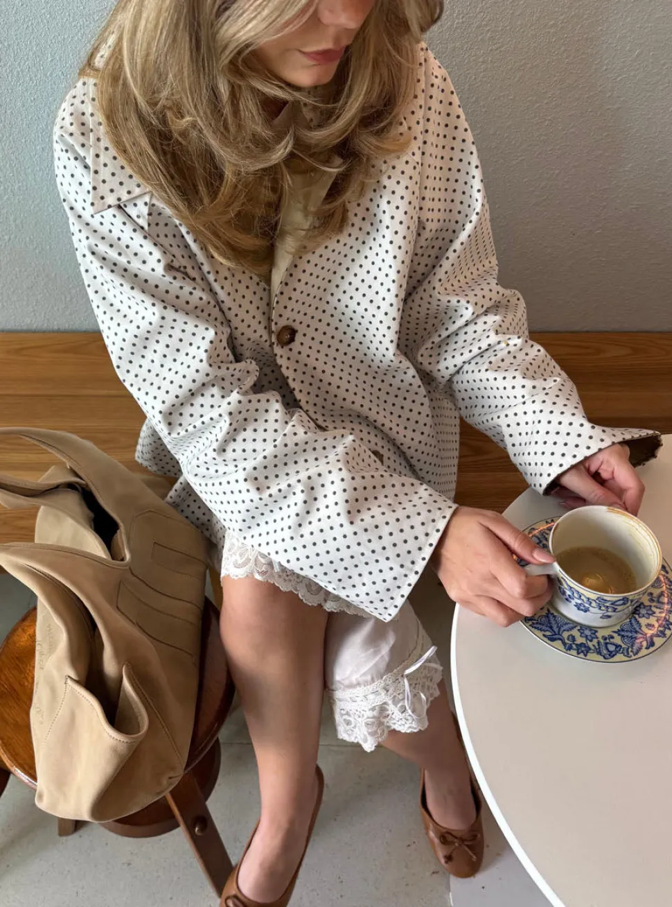 Dolly jakke med polkaprikker - Hvid