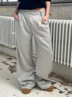Donna oversized glimmer bukser - Lysegrå