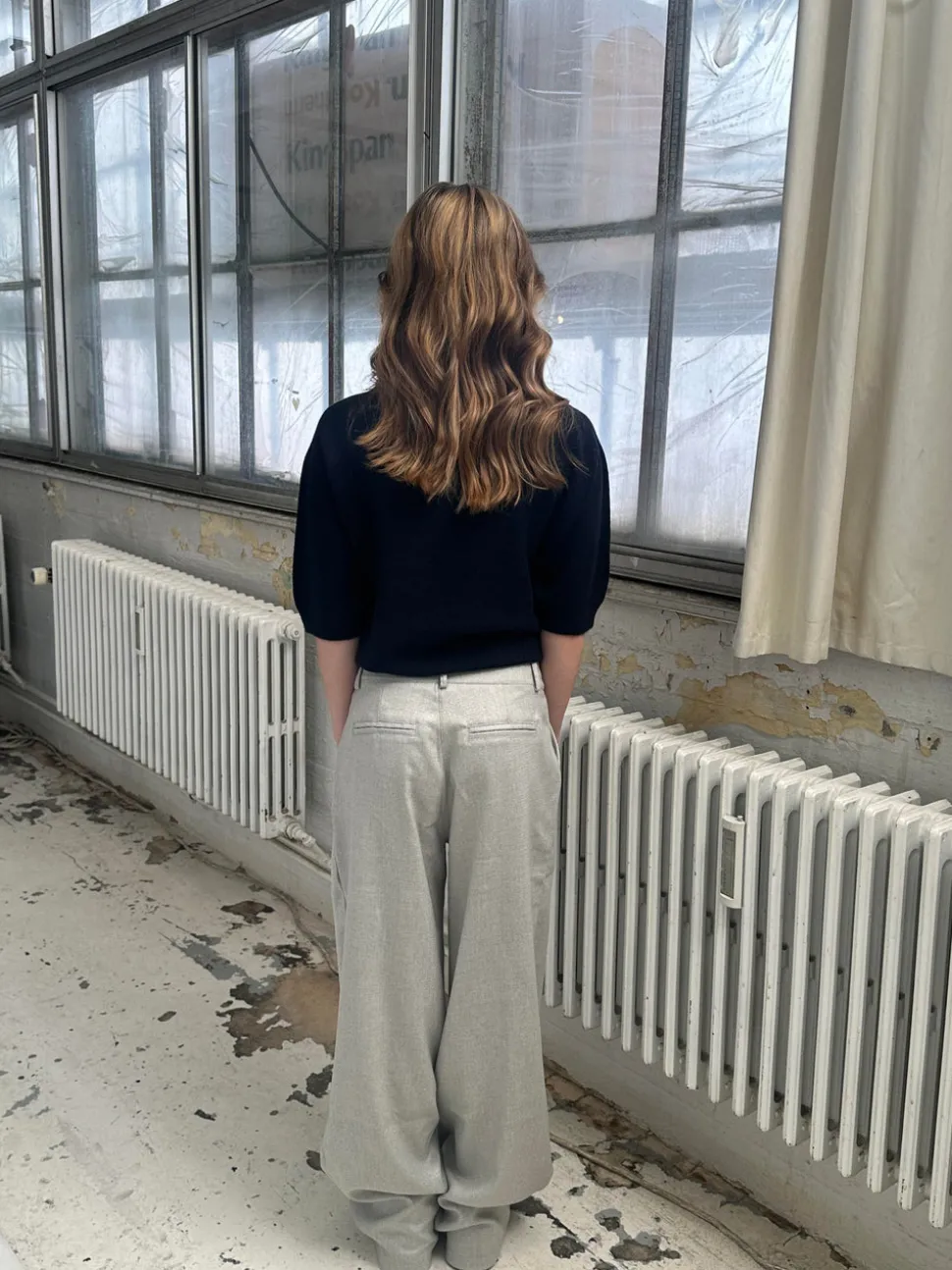 Donna oversized glimmer bukser - Lysegrå