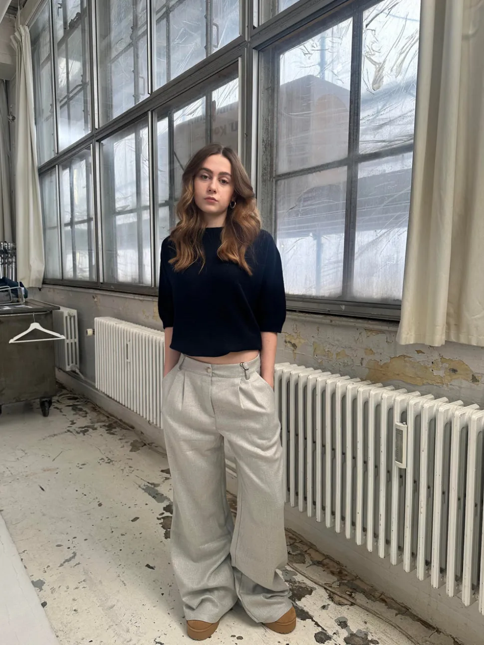 Donna oversized glimmer bukser - Lysegrå