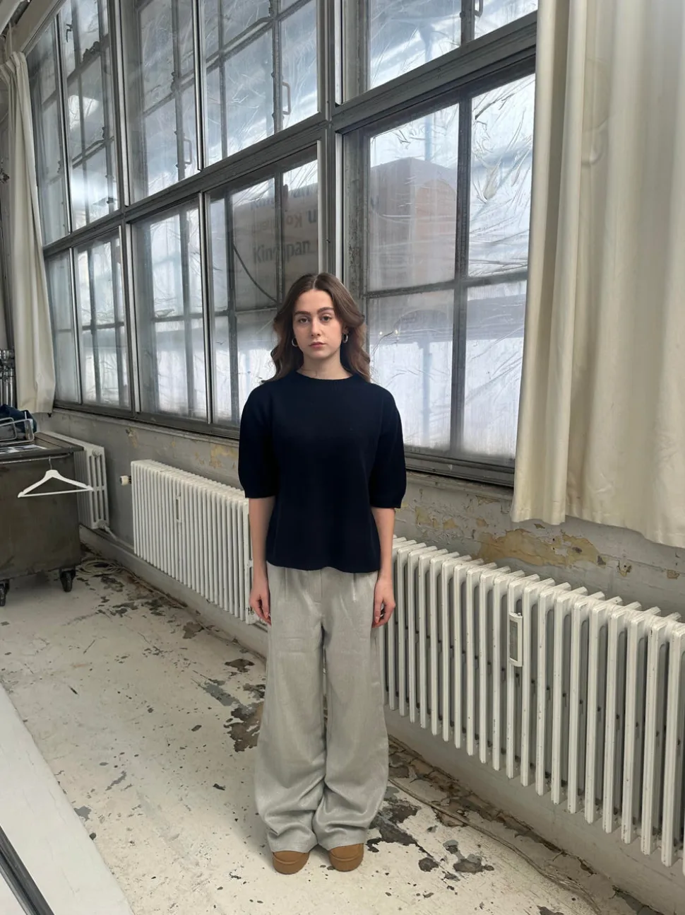 Donna oversized glimmer bukser - Lysegrå