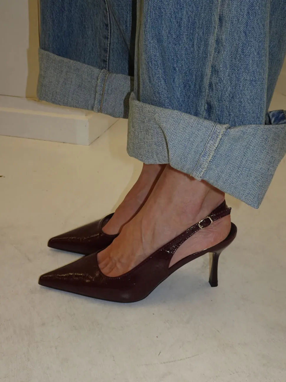 Donnatella slingback hæle - Mørkerød