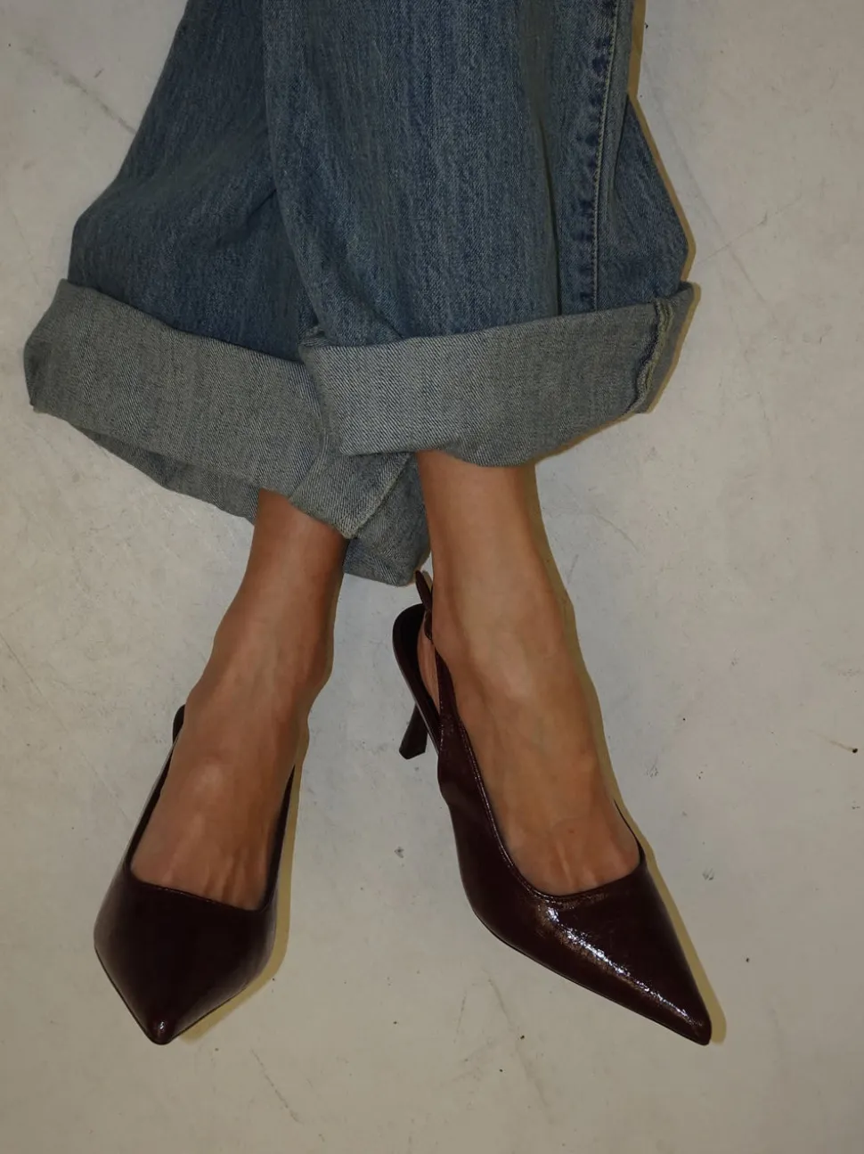 Donnatella slingback hæle - Mørkerød