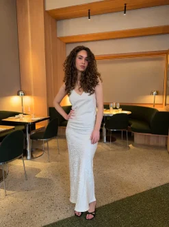Donnia maxikjole i silke - Off white