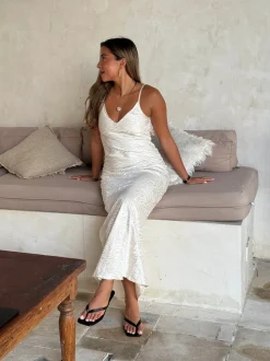 Donnia maxikjole i silke - Off white