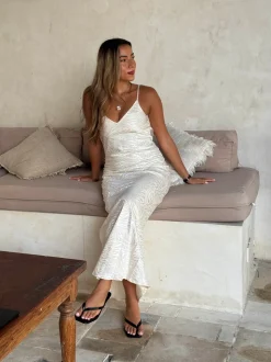 Donnia maxikjole i silke - Off white